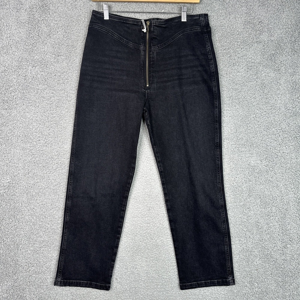 FRAME The Zip Up Jean‎ Womens 29 Lunar Black High Rise Cropped Straight Leg NWT